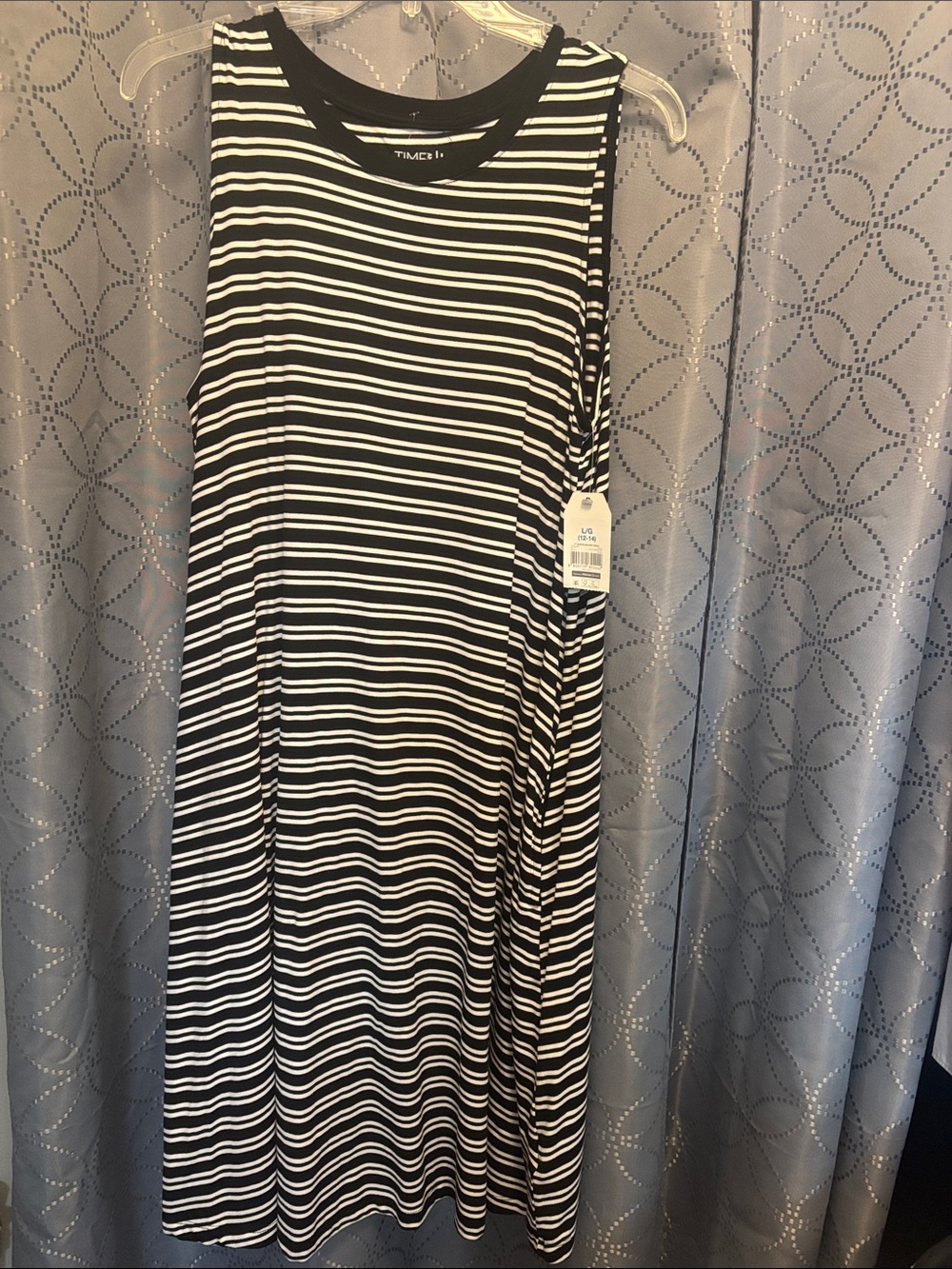 Time and Tru Black and White Striped Midi Dress